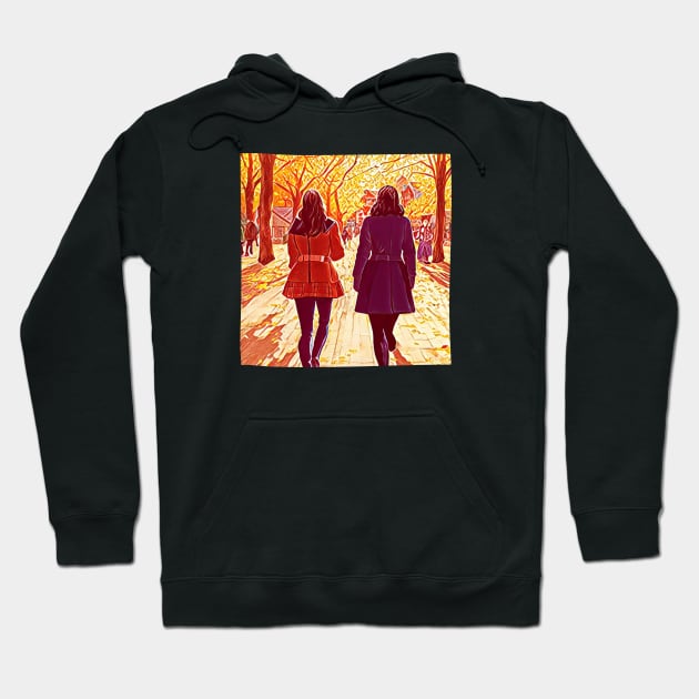 The Girls Walking in Autumn V Hoodie by Fenay-Designs